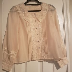 Vintage Cottagecore Lace Ivory Blouse Size Small NWOT